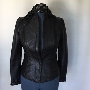 TAHARI Women's Black Leather Jacket Size S